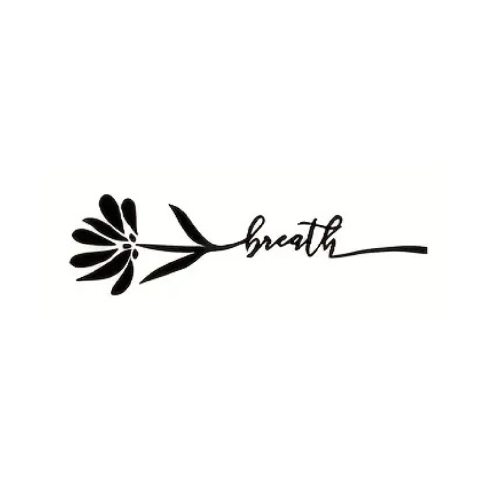 Black Floral Style Temporary Tattoo "Breath"