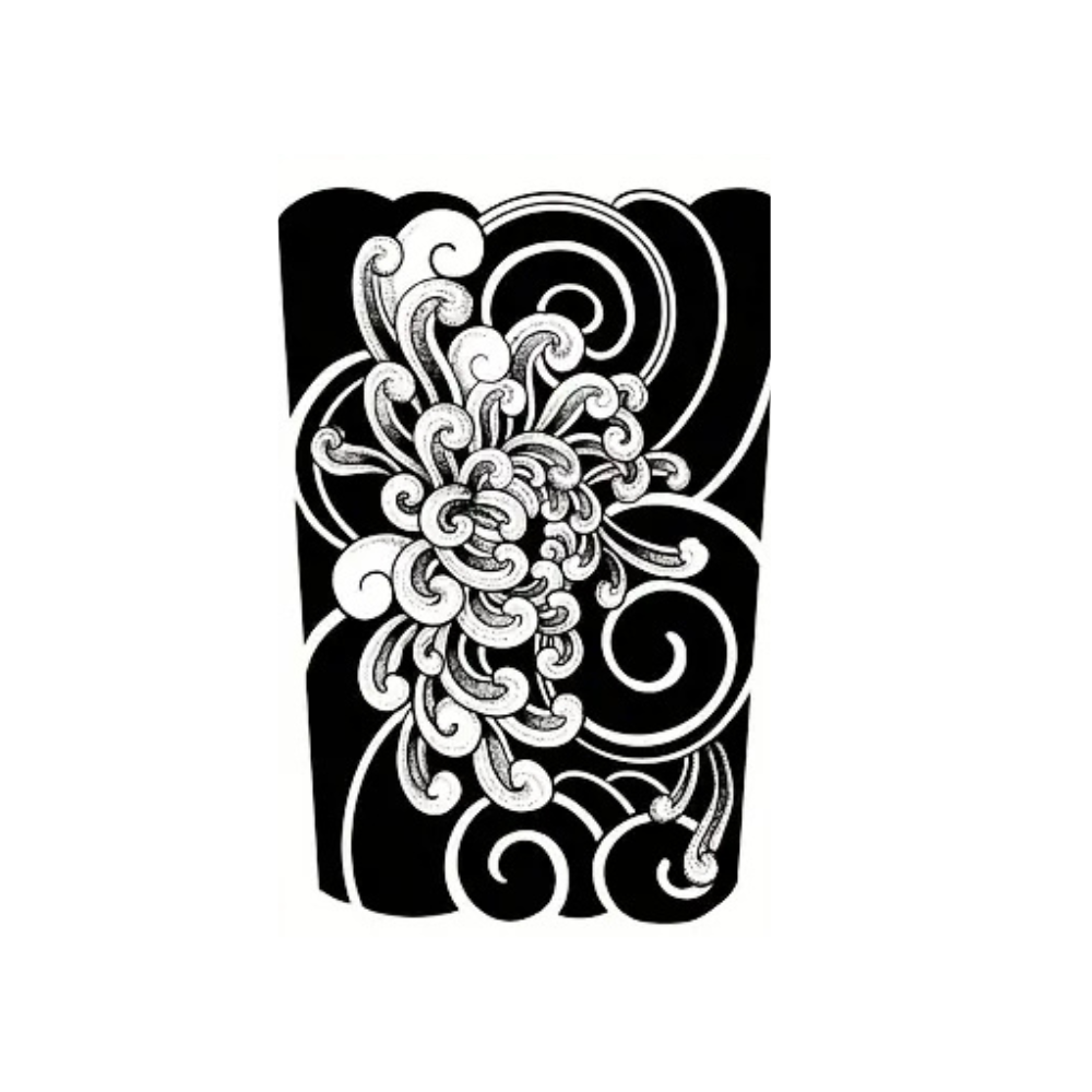 Body Art with Traditional Japanese Floral Tatto