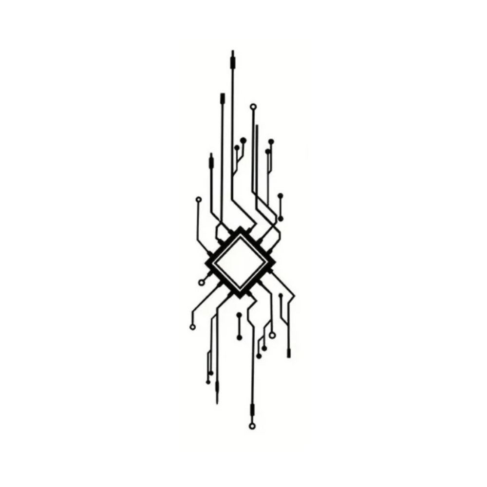 Waterproof Tattoo Intricate Circuit Design