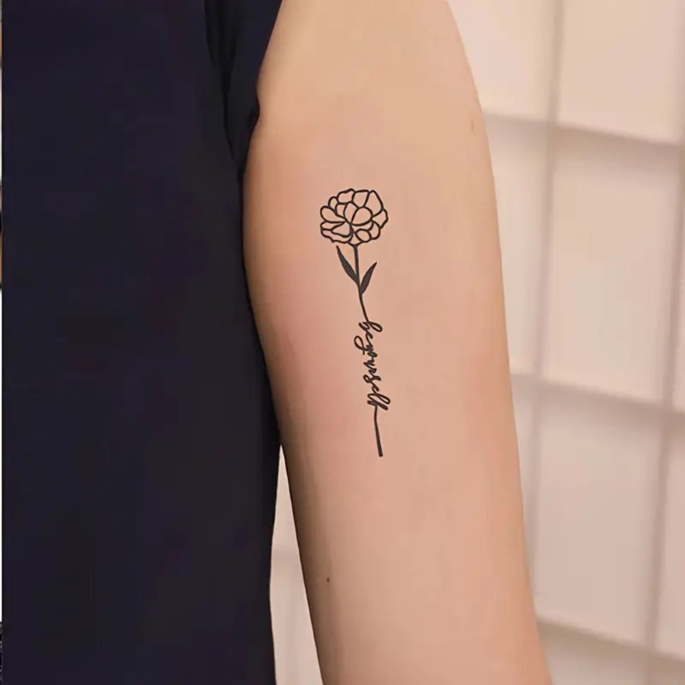 Black Floral Style Temporary Tattoo