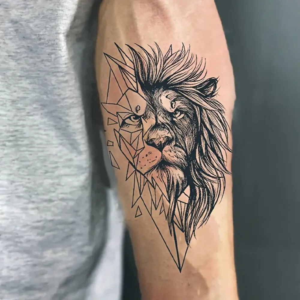 Domineering Lion Temporary Tattoo