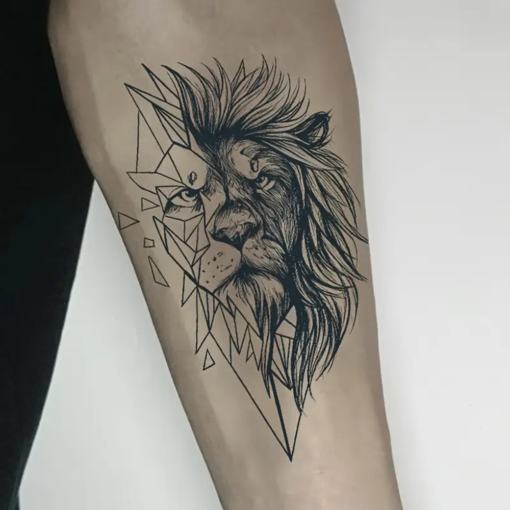 Domineering Lion Temporary Tattoo