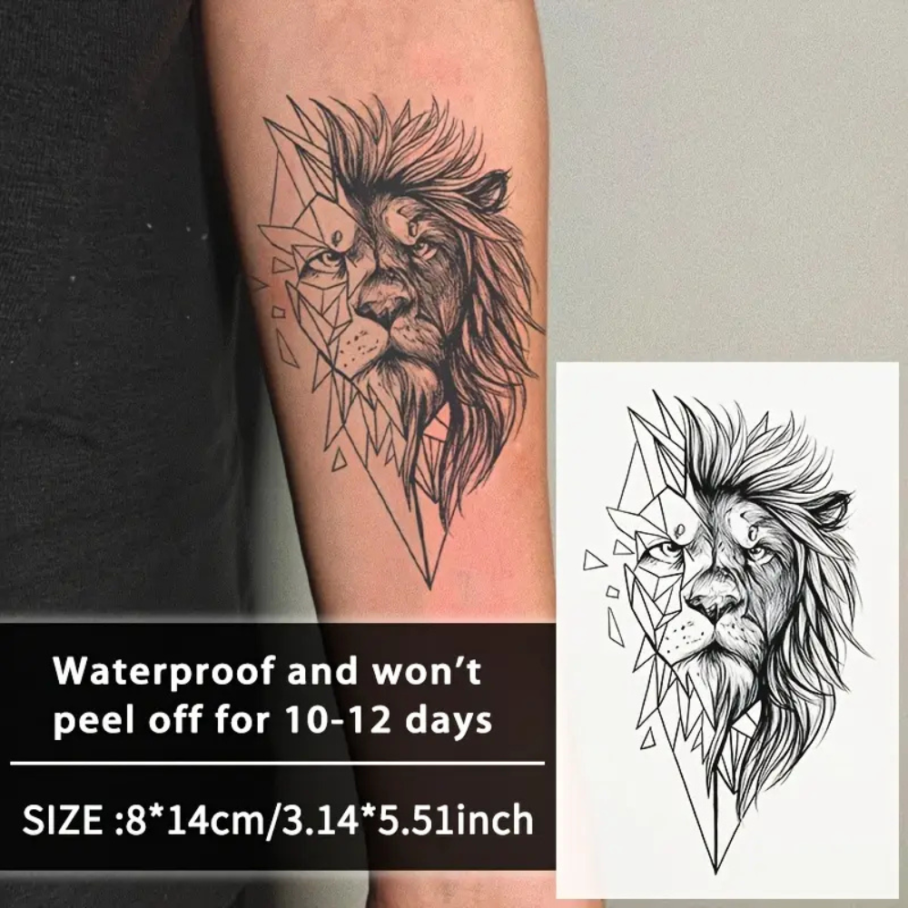 Domineering Lion Temporary Tattoo