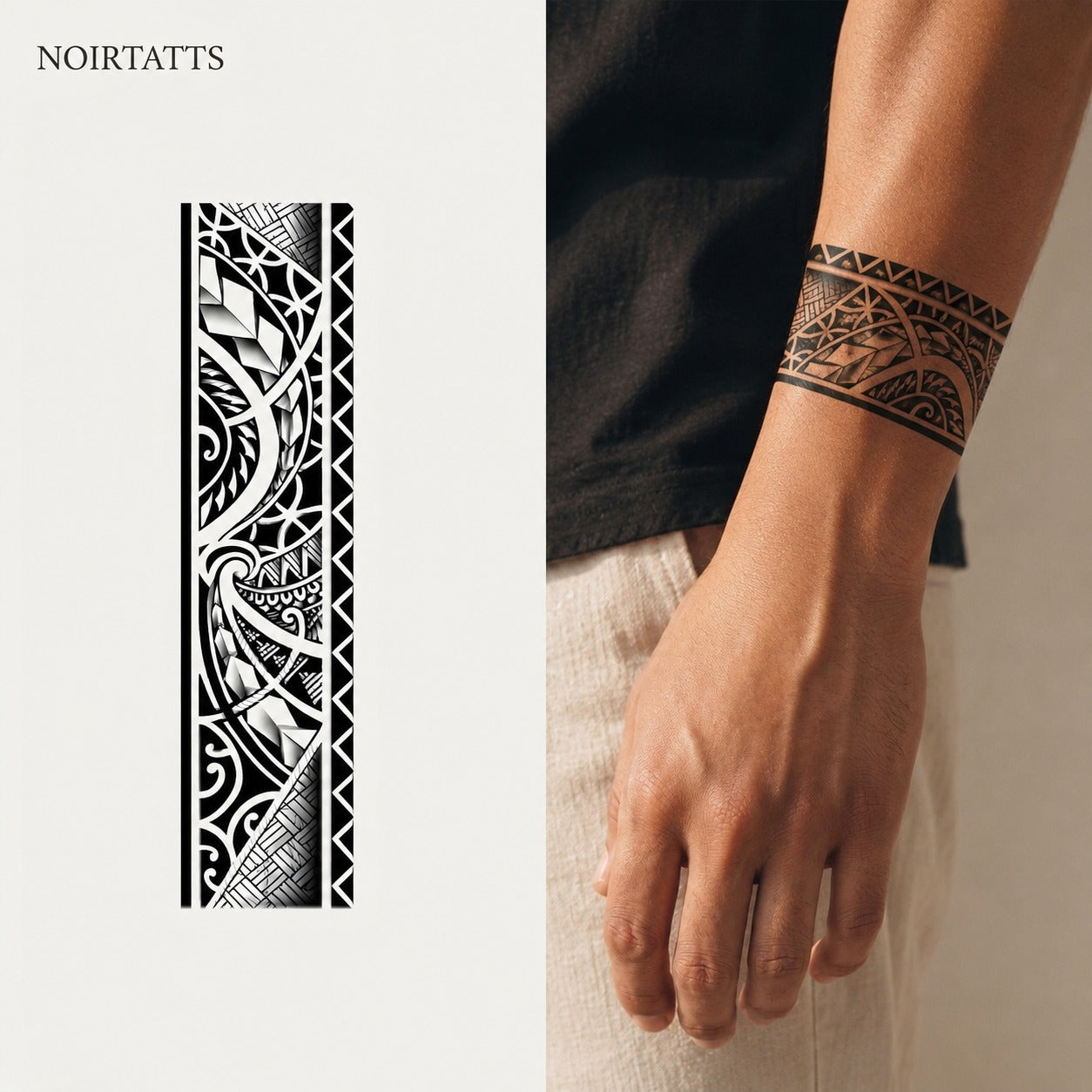 Tribal Guardian Sleeve Band | Semi-Permanent Tattoo