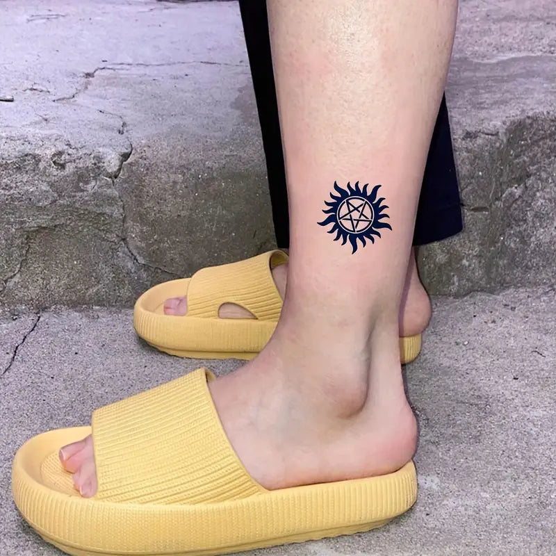 Temporary Tattoo with Star & Flame Design