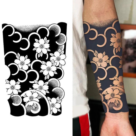 Body Art with Traditional Japanese Floral Tatto