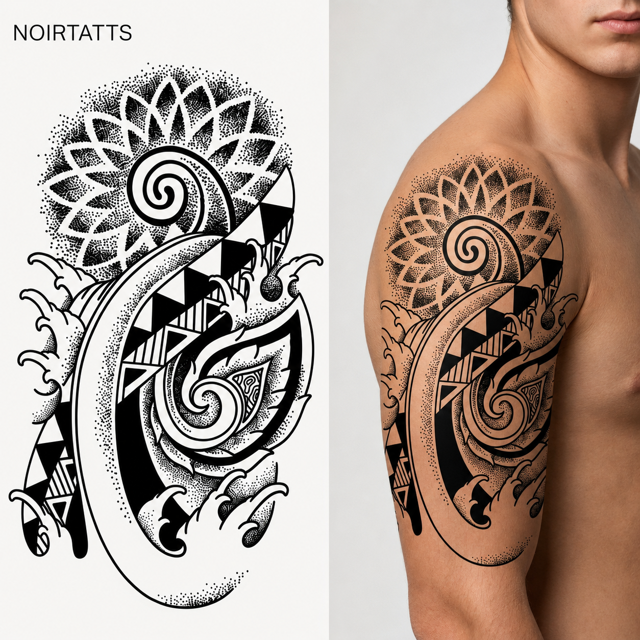 Geometric Tribal Waves Semi Permanent Tattoo