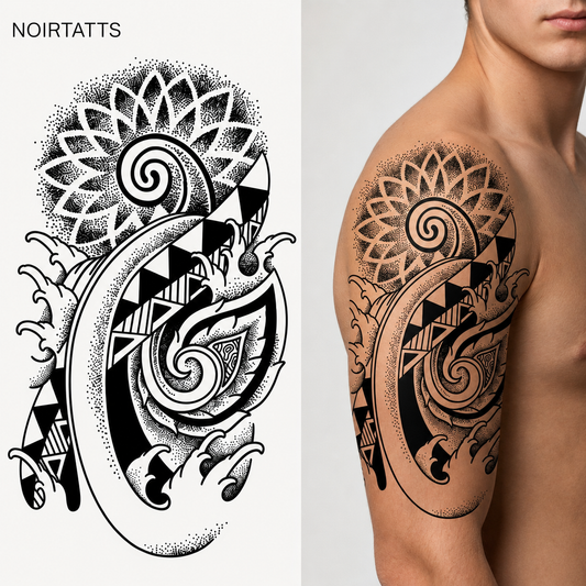 Geometric Tribal Waves Semi Permanent Tattoo