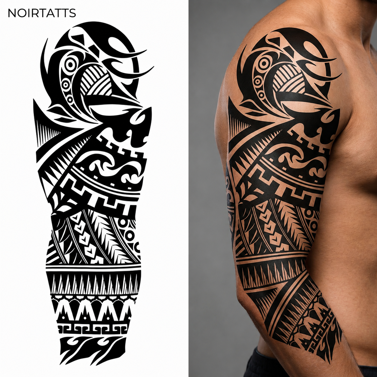 Tribal Chieftain Sleeve Full Arm Tattoo