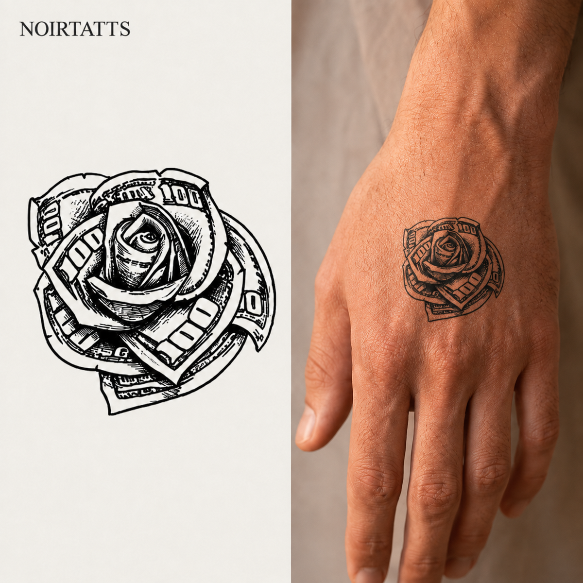 Money Rose Bloom | Semi-Permanent Tattoo