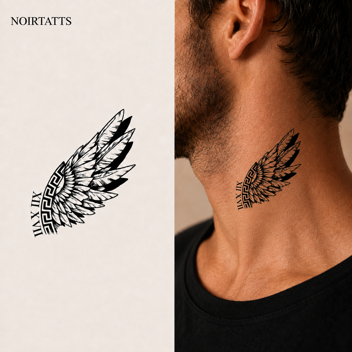 Greek Winged Roman Numeral | Semi-Permanent Tattoo