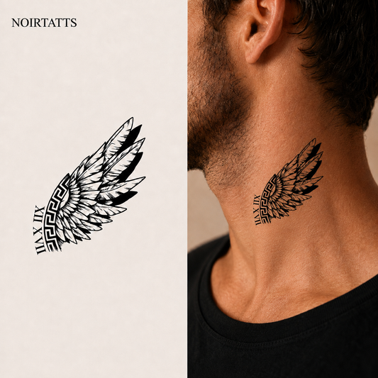 Greek Winged Roman Numeral | Semi-Permanent Tattoo