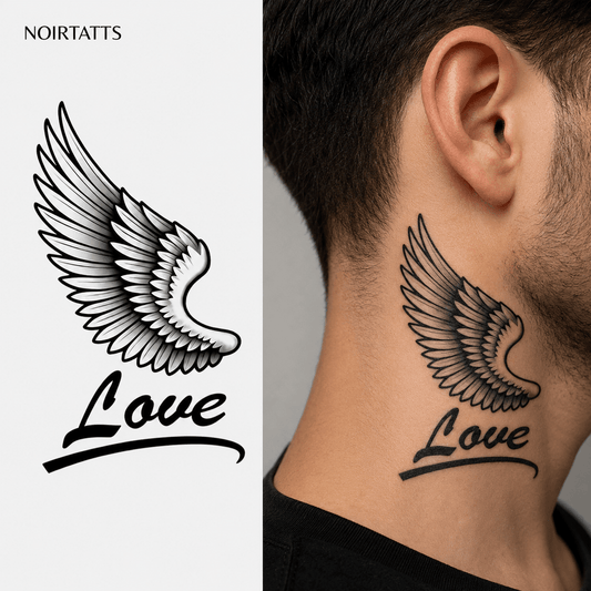 Winged Love Sentiment | Semi-Permanent Tattoo