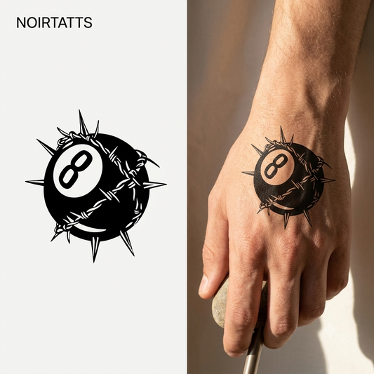 Barbed 8-Ball Rebel | Semi-Permanent Tattoo