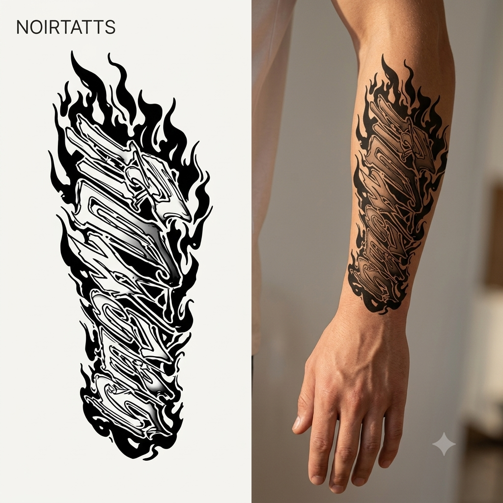 Blazing Graffiti Flow | Semi-Permanent Tattoo