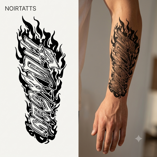 Blazing Graffiti Flow | Semi-Permanent Tattoo