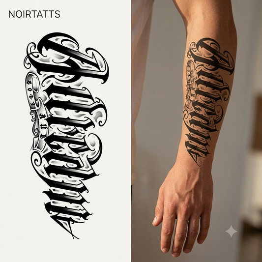Bold Gothic Lettering | Semi-Permanent Tattoo