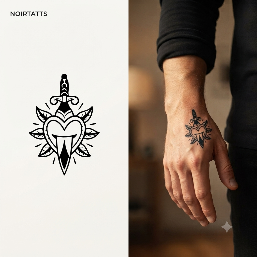 Dagger & Heart | Semi-Permanent Tattoo