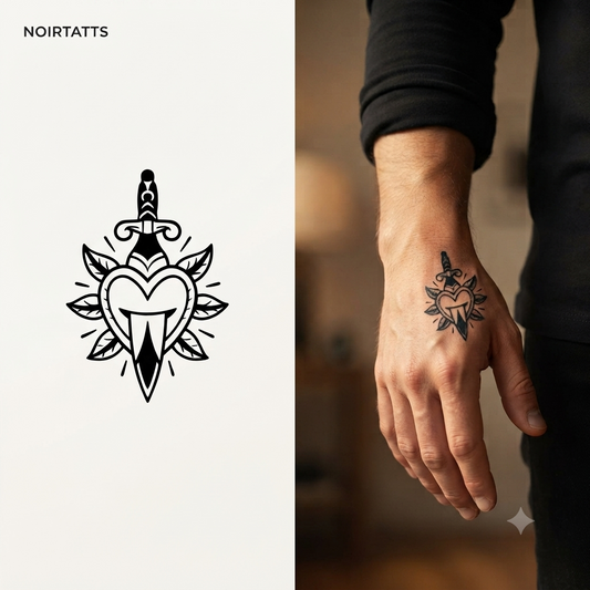 Dagger & Heart | Semi-Permanent Tattoo