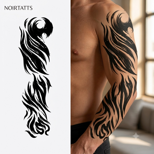 Liquid Fire Abstract Sleeve | Semi-Permanent Tattoo