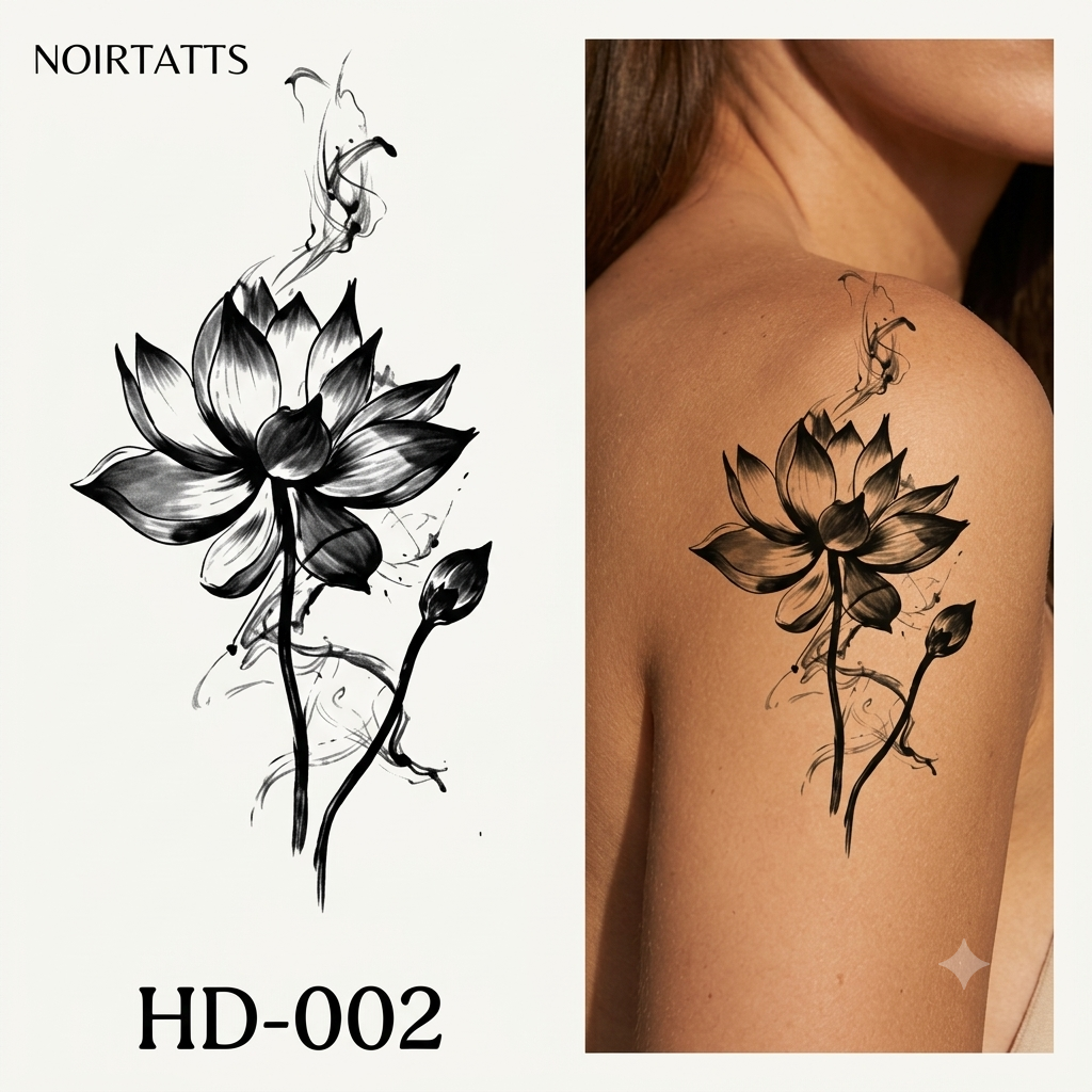 Ethereal Lotus Floral Semi Permanent Tattos