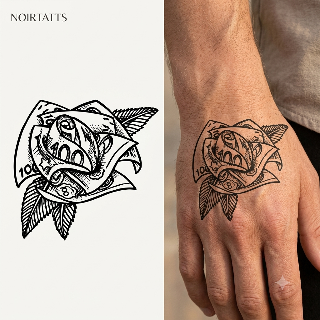 Money Rose Bloom | Semi-Permanent Tattoo