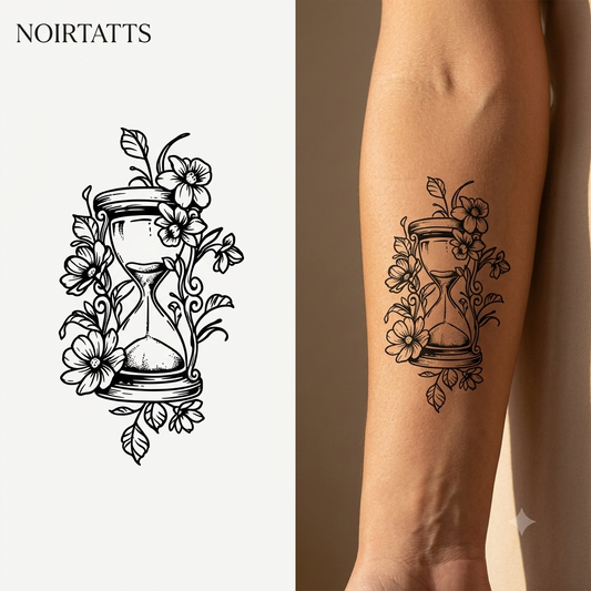 Eternal Bloom Hourglass | Semi-Permanent Tattoo