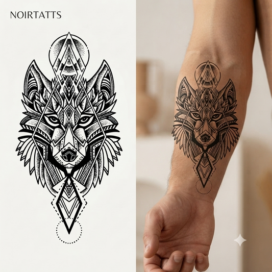 Geometric Wolf Spirit | Semi-Permanent Tattoo