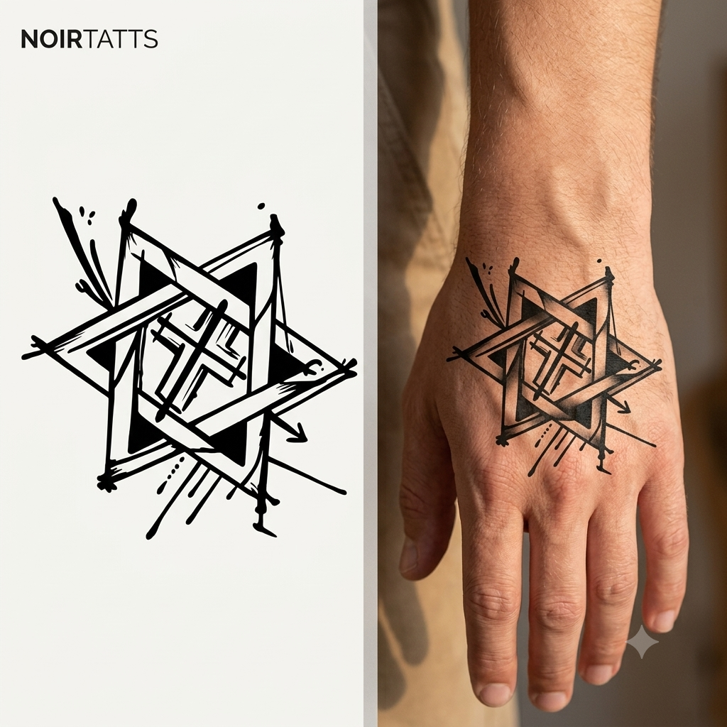 Abstract Star & Cross Fusion | Semi-Permanent Tattoo