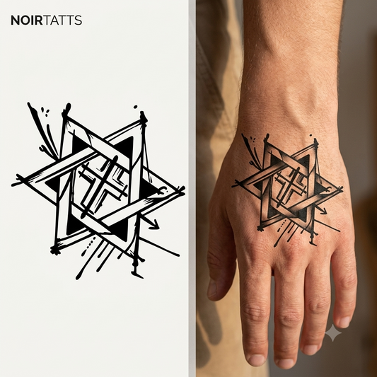 Abstract Star & Cross Fusion | Semi-Permanent Tattoo
