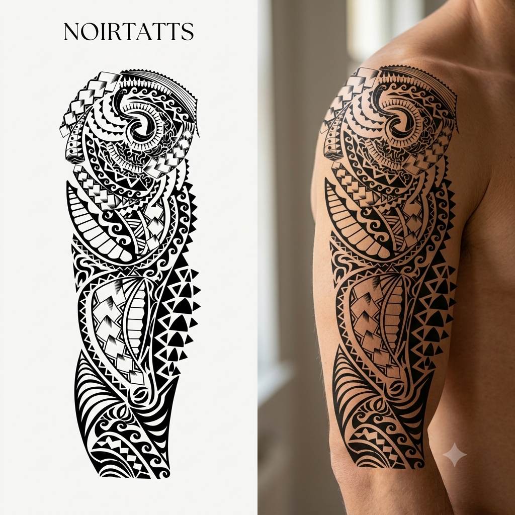 Polynesian Heritage Sleeve | Semi-Permanent Tattoo