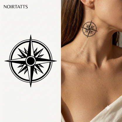 Noirtatts Geometric Compass Semi Permanent Tatto