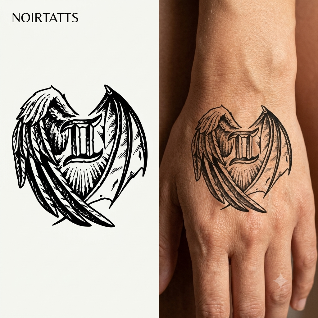 Dual Wing Gemini Emblem | Semi-Permanent Tattoo