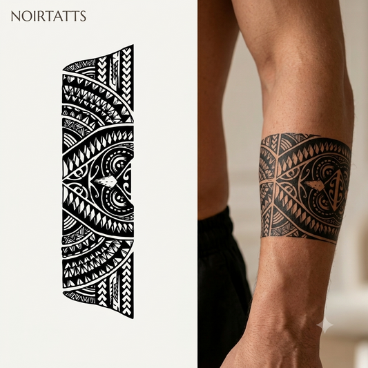 Tribal Warrior Vertical Band | Semi-Permanent Tattoo
