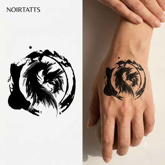 Abstract Raven Circle | Semi-Permanent Tattoo