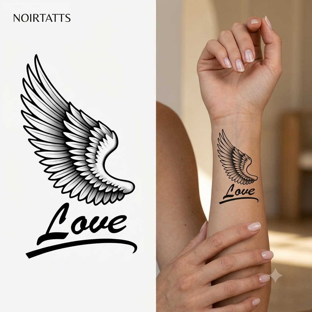 Winged Love Sentiment | Semi-Permanent Tattoo