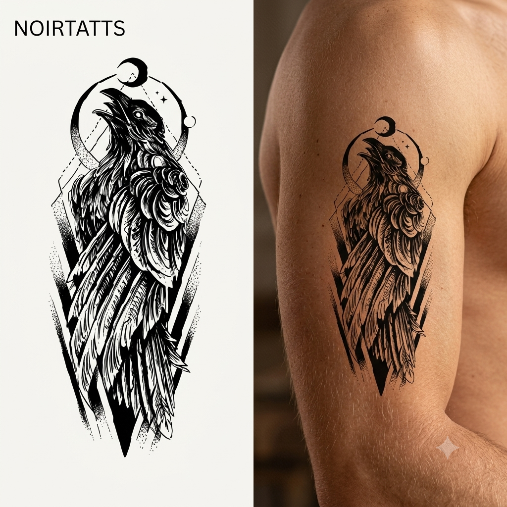 Gothic Crow Totem | Semi-Permanent Tattoo