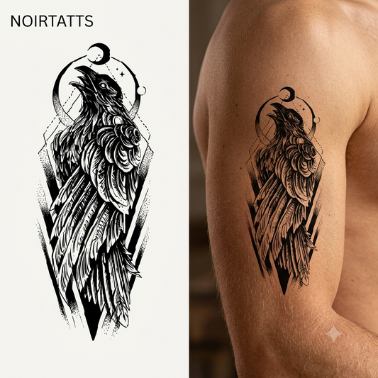 Gothic Crow Totem | Semi-Permanent Tattoo