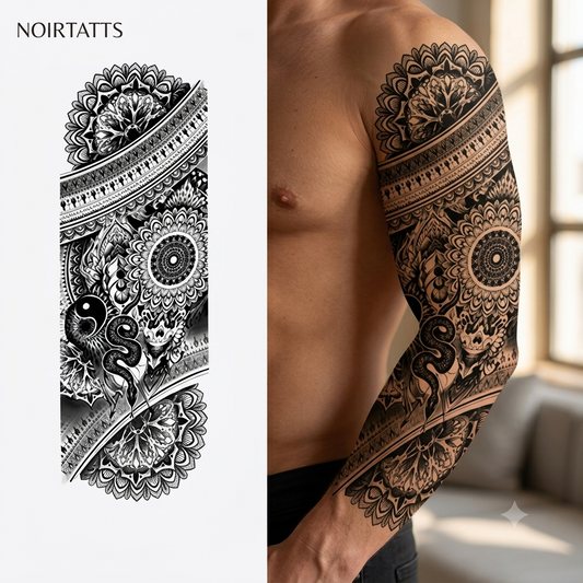 Ethereal Lotus Bloom Floral Shoulder Semi Permanent Tatto