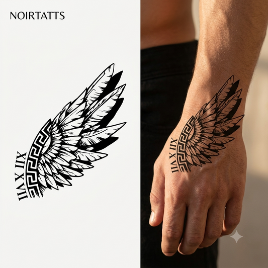 Greek Winged Roman Numeral | Semi-Permanent Tattoo