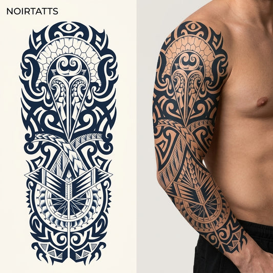Tribal Armor Full Arm Semi Permanent Tattoo