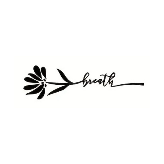 Black Floral Style Temporary Tattoo "Breath"