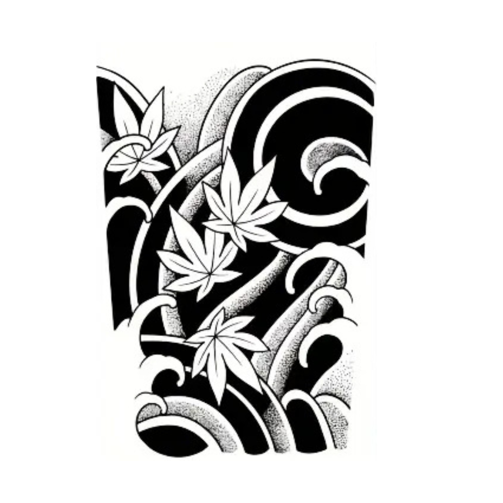 Body Art with Traditional Japanese Floral Tatto