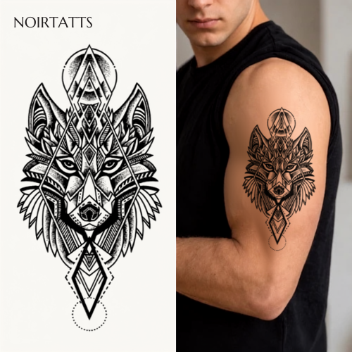 Geometric Wolf Spirit | Semi-Permanent Tattoo