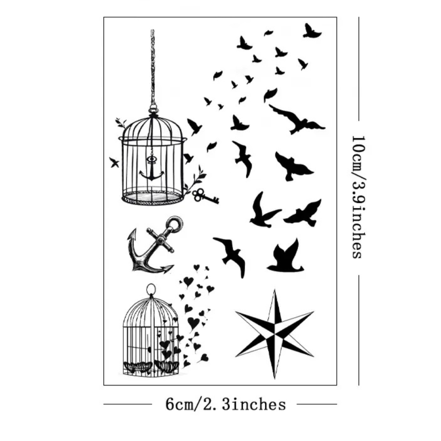 Set of Tattoos Semi Permanent Tattoo Free Birds