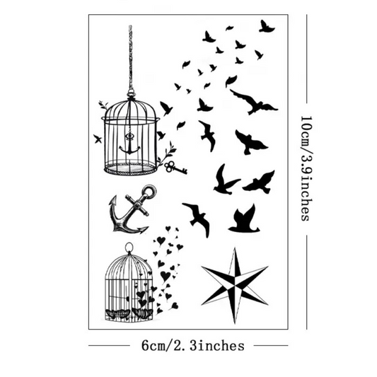 Set of Tattoos Semi Permanent Tattoo Free Birds