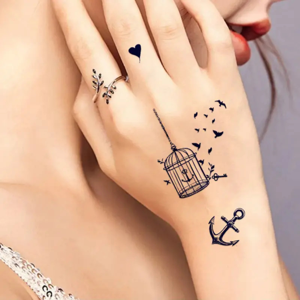 Set of Tattoos Semi Permanent Tattoo Free Birds