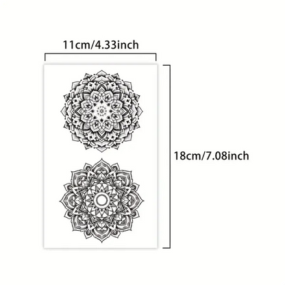 Set of 2 Black Mandala Temporary Tattoo