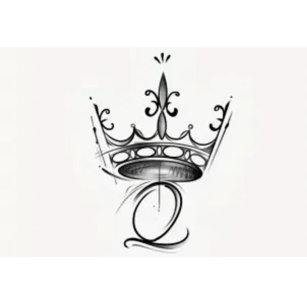 Regal Crown & Monogram Temporary Tattoo
