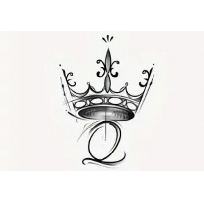 Regal Crown & Monogram Temporary Tattoo